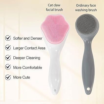 1 Pc Cat Paw Silicone Face Scrubber – Soft Exfoliating Brush for Facial Cleansing, Blackhead Removal & Skincare Massage