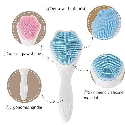 1 Pc Cat Paw Silicone Face Scrubber – Soft Exfoliating Brush for Facial Cleansing, Blackhead Removal & Skincare Massage
